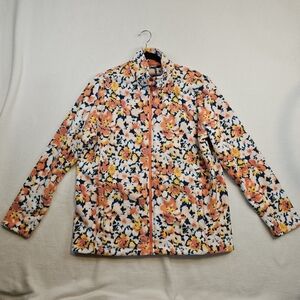 Lands End Floral Zip-Up Jacket Fleece Size XL/18 NWOT